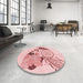 Round Patterned Light Rose Pink Rug in a Office, pat1075rd