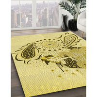 Patterned Caramel Brown Rug, pat1075yw