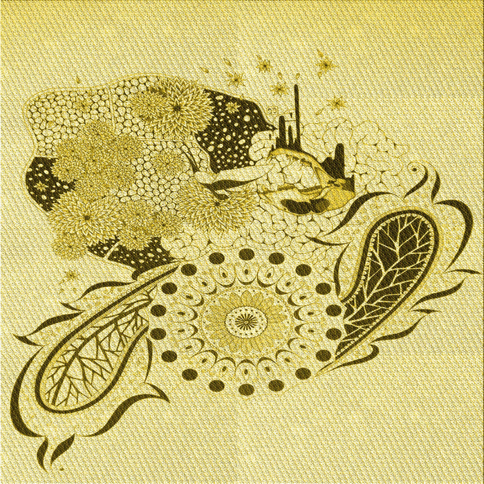 Round Patterned Caramel Brown Rug, pat1075yw