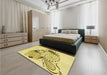 Patterned Caramel Brown Rug in a Bedroom, pat1075yw