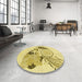 Round Patterned Caramel Brown Rug in a Office, pat1075yw