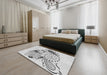 Patterned Off-White Novelty Rug in a Bedroom, pat1075