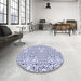 Round Patterned Lavender Blue Rug in a Office, pat1076blu