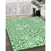 Machine Washable Transitional Mint Green Rug in a Family Room, wshpat1076grn