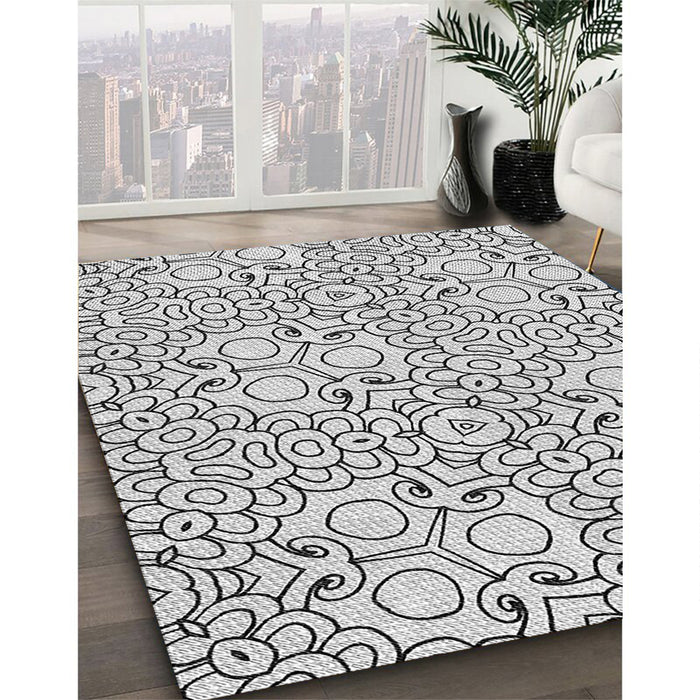 Patterned Platinum Gray Rug in Family Room, pat1076gry