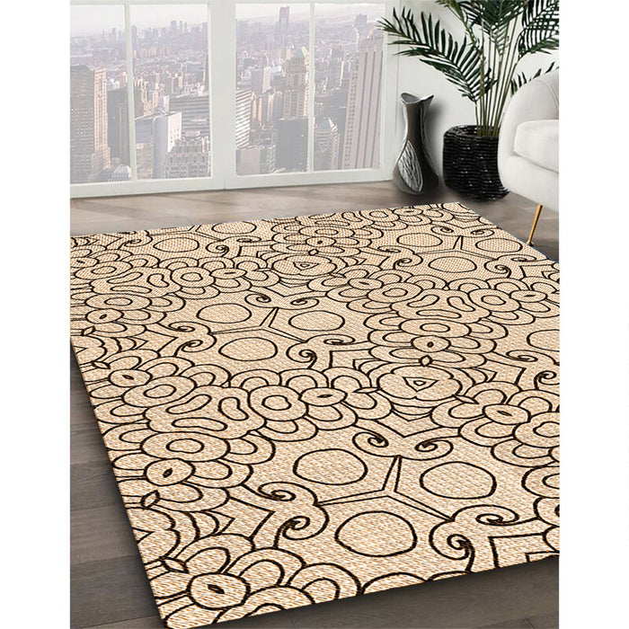 Patterned Light Brown Rug in Family Room, pat1076org