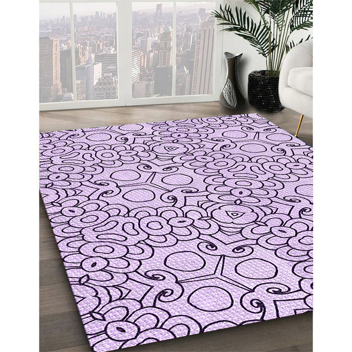 Patterned Purple Flower Purple Rug in Family Room, pat1076pur