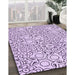Patterned Purple Flower Purple Rug in Family Room, pat1076pur