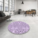 Round Patterned Purple Flower Purple Rug in a Office, pat1076pur
