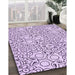 Machine Washable Transitional Purple Flower Purple Rug in a Family Room, wshpat1076pur