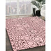 Patterned Light Rose Pink Rug in Family Room, pat1076rd