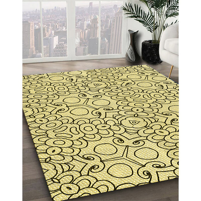 Machine Washable Transitional Sun Yellow Rug in a Family Room, wshpat1076yw