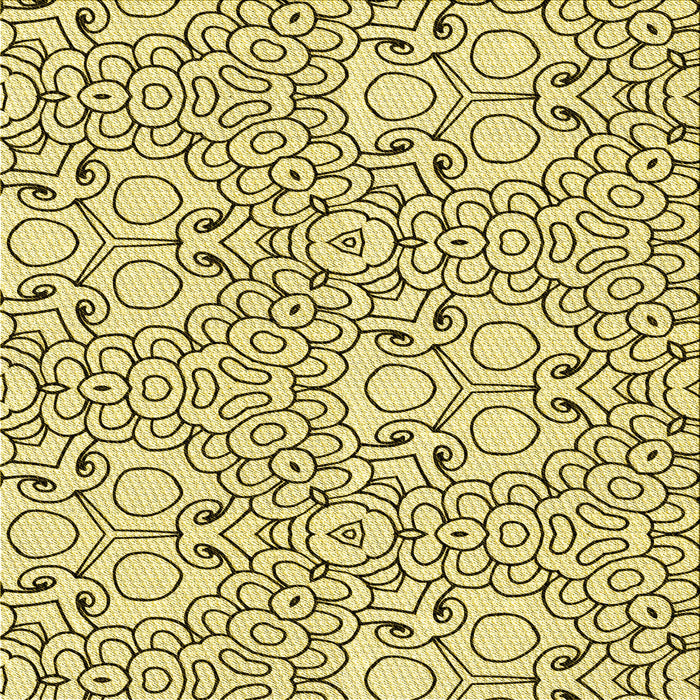 Round Patterned Sun Yellow Rug, pat1076yw