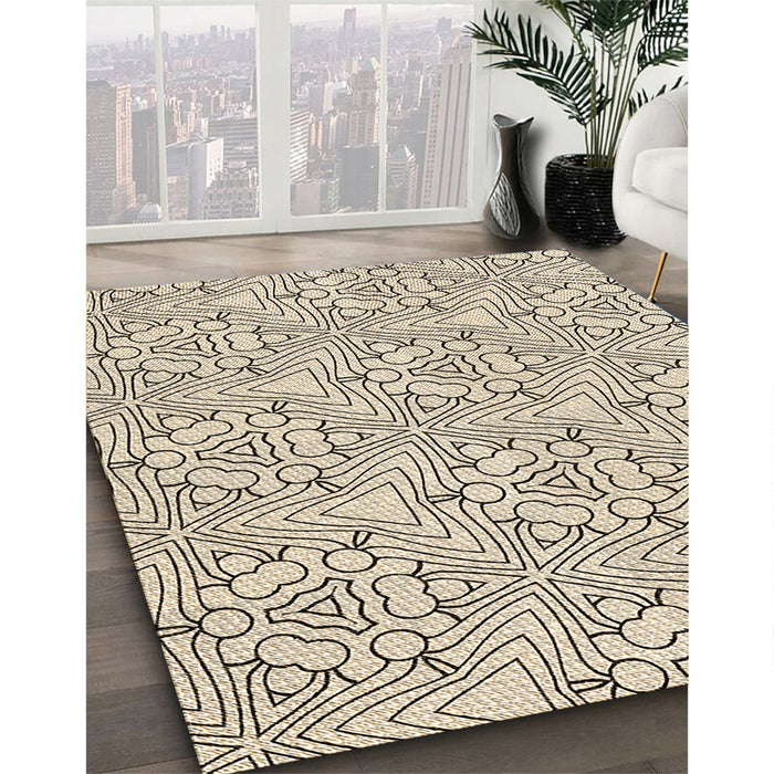 Patterned Brown Rug in Family Room, pat1077brn