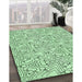 Machine Washable Transitional Mint Green Rug in a Family Room, wshpat1077grn