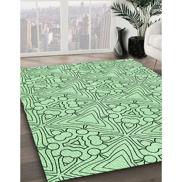 Patterned Mint Green Rug in Family Room, pat1077grn