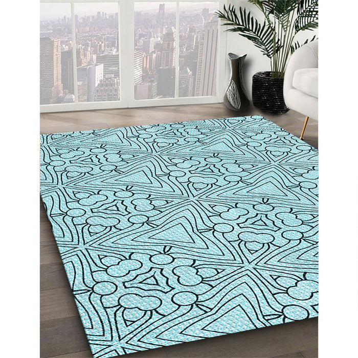 Machine Washable Transitional Deep-Sea Green Rug in a Family Room, wshpat1077lblu