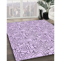 Patterned Purple Flower Purple Rug, pat1077pur