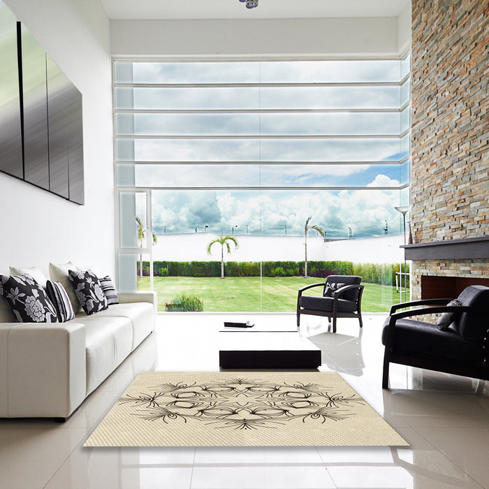 Machine Washable Transitional Moccasin Beige Rug in a Kitchen, wshpat1078brn