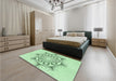 Patterned Mint Green Rug in a Bedroom, pat1078grn