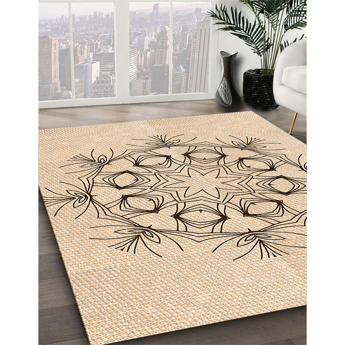 Patterned Peru Brown Rug in Family Room, pat1078org