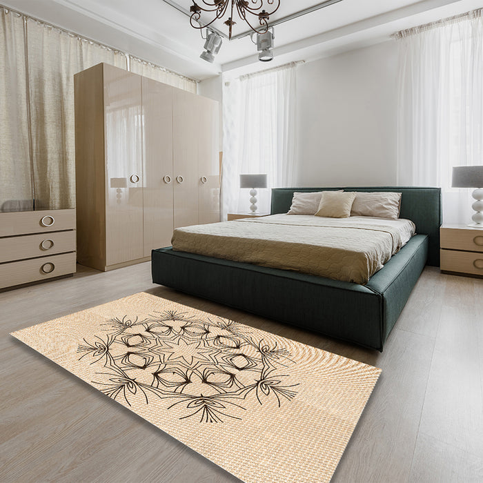 Patterned Peru Brown Rug in a Bedroom, pat1078org