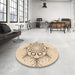Round Patterned Peru Brown Rug in a Office, pat1078org