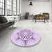 Round Patterned Lilac Purple Rug in a Office, pat1078pur