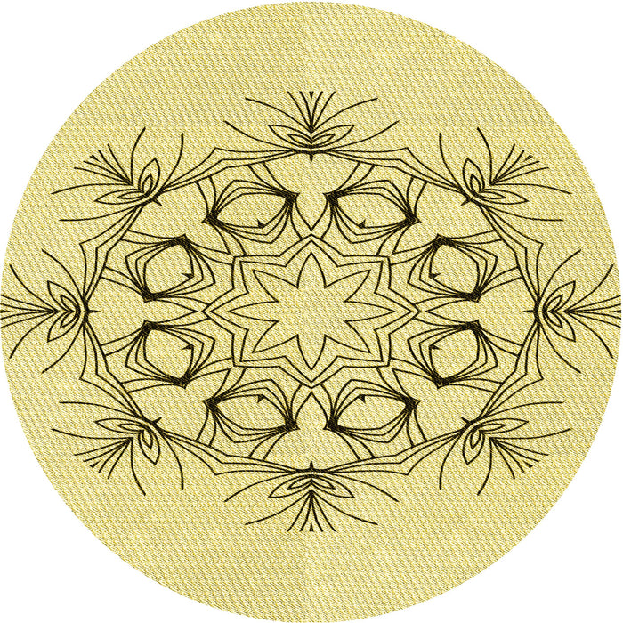 Square Machine Washable Transitional Sun Yellow Rug in a Living Room, wshpat1078yw