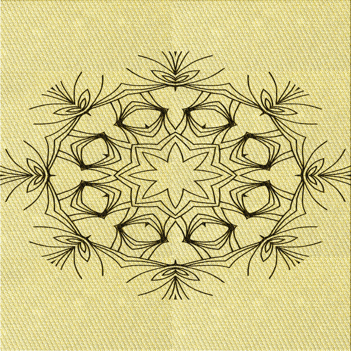 Round Patterned Sun Yellow Rug, pat1078yw