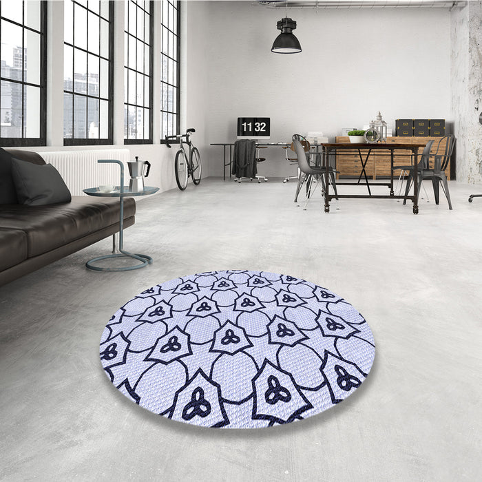 Round Patterned Lavender Blue Rug in a Office, pat1079blu