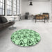 Round Patterned Mint Green Rug in a Office, pat1079grn