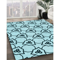 Patterned Deep-Sea Green Rug, pat1079lblu