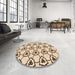 Round Patterned Light Brown Rug in a Office, pat1079org