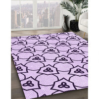 Patterned Purple Flower Purple Rug, pat1079pur