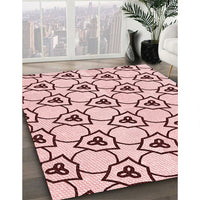 Patterned Light Rose Pink Rug, pat1079rd