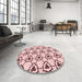 Round Patterned Light Rose Pink Rug in a Office, pat1079rd