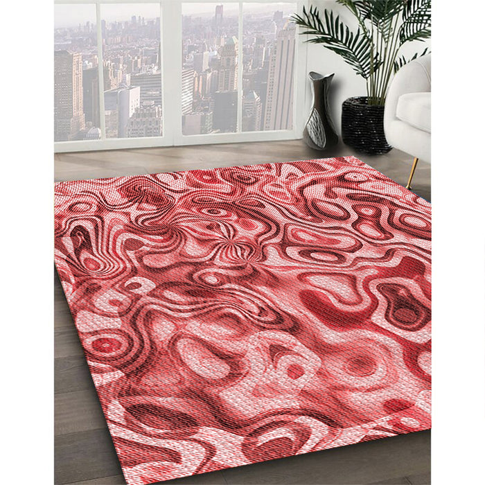 Machine Washable Transitional Light Coral Pink Rug in a Family Room, wshpat108rd