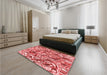 Round Machine Washable Transitional Light Coral Pink Rug in a Office, wshpat108rd