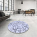 Round Patterned Lavender Blue Rug in a Office, pat1080blu