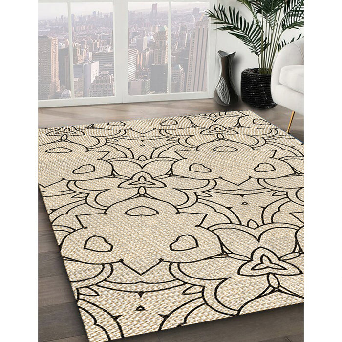 Patterned Moccasin Beige Rug in Family Room, pat1080brn