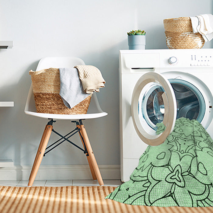 Machine Washable Transitional Mint Green Rug in a Washing Machine, wshpat1080grn