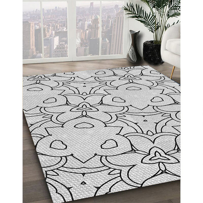 Patterned Platinum Gray Rug in Family Room, pat1080gry