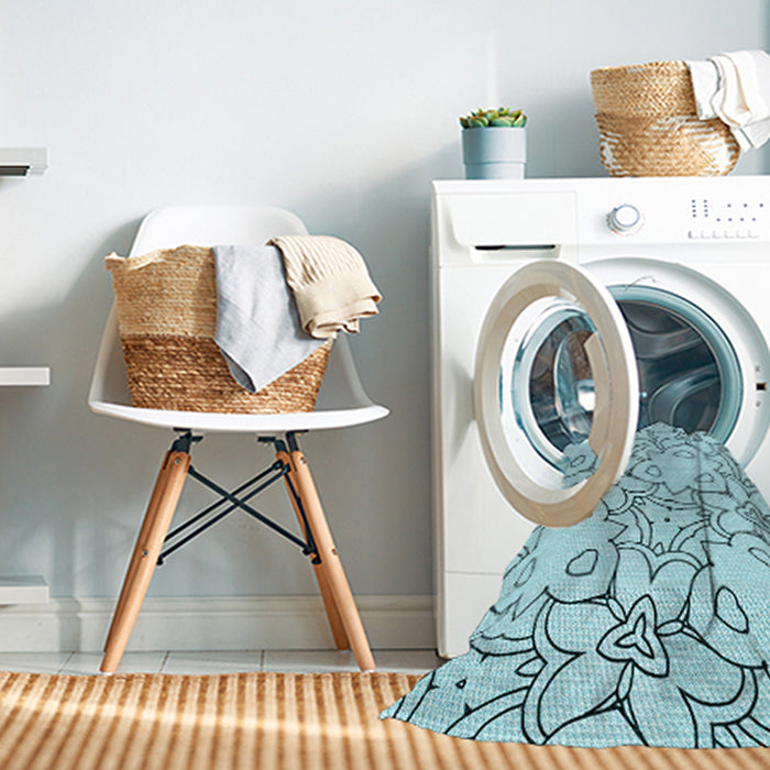 Machine Washable Transitional Electric Blue Rug in a Washing Machine, wshpat1080lblu