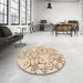 Round Patterned Bronze Brown Rug in a Office, pat1080org