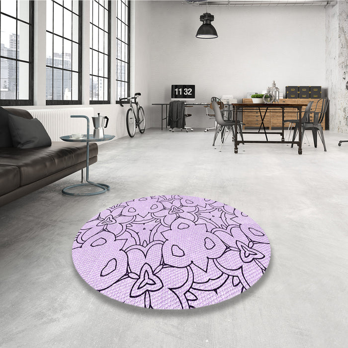Round Patterned Lilac Purple Rug in a Office, pat1080pur