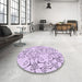 Round Patterned Lilac Purple Rug in a Office, pat1080pur