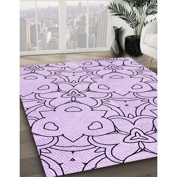 Patterned Lilac Purple Rug in Family Room, pat1080pur