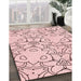Patterned Pink Rug in Family Room, pat1080rd
