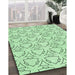 Machine Washable Transitional Mint Green Rug in a Family Room, wshpat1081grn